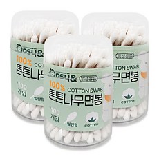 이지앤 튼튼 나무면봉 순면 일반형 코튼 다용도, 100개입, 3개