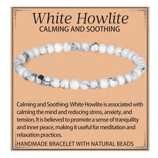 LPBeads 핸드메이드 천연 원석 스트레치 탄성 팔찌 힐링 크리스탈 라운드 스톤 비즈 주얼리 선물 여성 남성용 4mm 아프리카 블러드스톤 블러드스톤 266862, 화이트 하울라이트