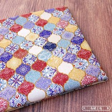 布研工坊 土耳其風情花磚圖騰印花布 純棉薄棉 手作拼布材料, 1個