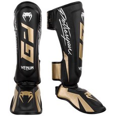 古川小夫 VENUM挑戰者護腳脛 拳擊散打MMA護具 自由搏擊練習護腳背ShinGuards 黑色, 1個, L
