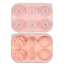 LONGGU 얼음틀 장미 다이아몬드 볼 3in1 아이스트레이 식품급 실리콘재질 실패 없는 얼음틀, 4개, 핑크