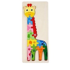 長頸鹿木製數字拼圖 兒童早教益智玩具 動物造型拼圖 安全無毒環保材質, 1個, 10片