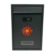 密碼鎖信箱 21.5x8.5x32cm 波斯花信箱, 密碼鎖黑-紅波斯