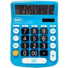 利百代12位元計算機LY-2898CA 桌上型計算機 大按鍵 雙電源 大型螢幕顯示 會計 12 位數 四則運算, 藍色, 1個