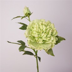 【仿真花 高品質】高品質仿真花2頭手感保濕牡丹輕奢傢居軟裝插花擺件婚慶假花批髮, 1個, 2頭手感牡丹-深綠色