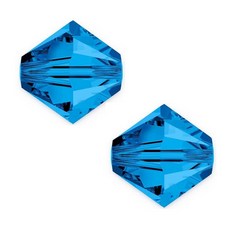 200피스 Adabele 오스트리아 3mm (0.12인치) 작은 면 루즈 바이콘 크리스탈 비즈 사파이어 블루 스와로브스키 크리스탈 5301/5328 SSB313과 호환, 카프리 블루