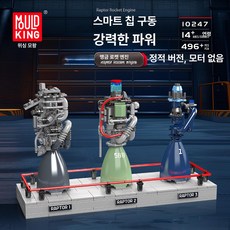비행기 자동차 엔진 작동 시동 만들기 블록 조립 DIY, 1개, 10247 랩터 로켓 정적식 496개
