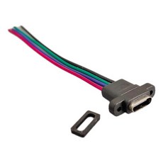 2/5개 USB-C 고전류 충전 소켓 4핀 스트레이트 이어 타입 C 방수 여성 커넥터 잭 고무 링 포함, 01 2PCS, 01 4Pin wIth ear