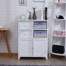 라탄 라틴 서랍장 인테리어 콘솔 캐비닛 수납대 침실, 6118 블루 체크 60x33x80