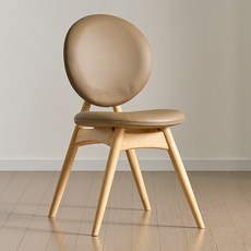 써클원목 식탁의자 PU 쿠션 카페 체어, 내추럴 베이지, 2개