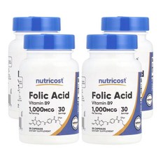 뉴트리코스트 엽산 1 000mcg 30캡슐, 4개