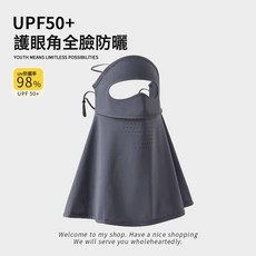 DFMEI 防曬面罩護頸一體新款防紫外線戶外開車臉基尼全臉防曬口罩款, 17.5 x 9.5cm, 深黛灰【升級款7A級抗菌】單片裝:如圖