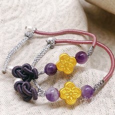 儒家寶寶 純金9999 紫水晶編織手繩/手鍊 彌月金飾