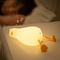 엔빙 LED 수면등 엎어진오리 실리콘 무드등, 전구색