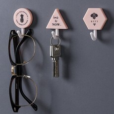 주방 욕실 소품 열쇠 걸이 벽 부착 후크 고리 3p 핑크 hyi2+4KrF, 상세페이지 참조, 1개
