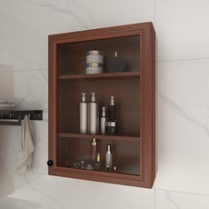 욕실 수납장 수건장 화장실 수납 유리문 상부장 벽걸이, 1개, 골든컬러 50x69x15cm 3단 투명