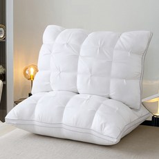 고급 퀼팅 수면 보조 호텔 베개, 1개, 흰색 꼬임 꽃