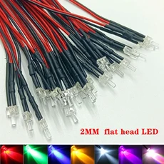20pcs 3V-12V 1.8mm LED 빨간색/녹색/파란색/노란색/UV/오렌지/핑크//흰색/아이스 블루/RGB 사전 유선 발광, 01 2MM flat head LED, 06 White