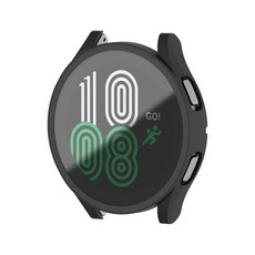 라우너스 갤럭시워치4 액정보호 강화유리 풀커버 케이스, 블랙