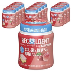 Recaldent 綜合水果口香糖 蘋果&水蜜桃 瓶裝, 12個, 135.2g