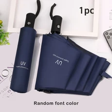 8-립 자동 우산 - 원터치 개폐 남녀공용 컴팩트 접이식 디자인 네이비 & 블랙 비즈니스용, 07 Navy Blue