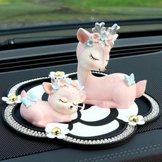 汽車裝飾擺件 可愛小鹿造型車載香水座, 1個, 粉鹿+小鹿粉+雛菊茶花墊