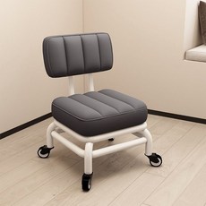 낮은 의자 간이 이동 보조 스툴 등받이 작업용, U_사각 다크그레이 무소음 브레이크 바퀴 높이26