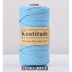 3.0mm 100 yard 꼰사 마크라메 콘사 컬러로프 마크라메 실 재료, 91m, SKY BLUE #21, 1개