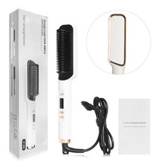 물결 판 고데기 남자 매직기 아이언 hair straightener brush 3 in 1 난방 빗 스트레이트너 electric hair straightening and 빗, 하얀, 유럽 ​​연합