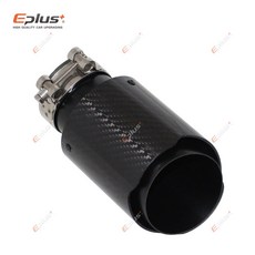 유니버설 글로시 카본 파이버 자동차 머플러 팁 배기 시스템 노즐 스트레이트 스테인리스 스틸 블랙, 12 63mm-89mm