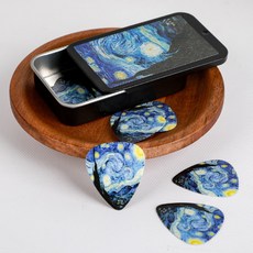 MainPeak 梵谷星夜吉他撥片收納盒, 1個, 鐵盒組