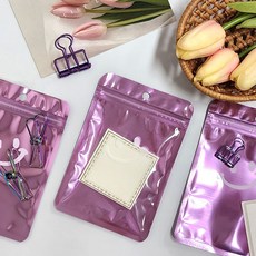 온코 선물데코 알루미늄 포장데코 지퍼백 악세사리 선물포장 10x15cm 퍼플