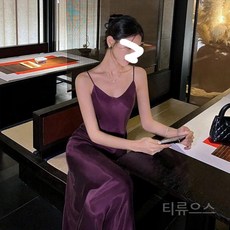 티류으스 여성 여름 시폰 머메이드 원피스 슬림핏 슬링 드레스 우아한 실크 데이트룩 파티룩 WY