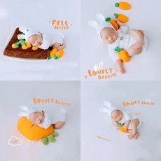 嬰兒新生兒滿月百天攝影服裝小兔子套裝，寶寶拍照道具，影樓兒童攝影服裝