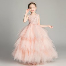 DIU 蓬蓬紗公主裙女童花童走秀婚紗兒童生日晚禮服小主持人鋼琴演出服