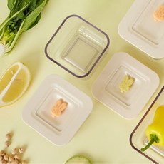 네스틱 이유식용기 토끼에코볼 정사각세트 3P, 바나나옐로우