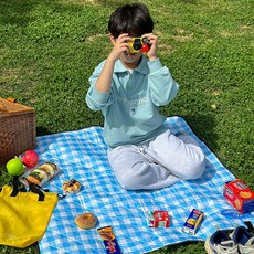 솜솜라이크 푹신한 1인용 돗자리 미니 방수 피크닉 매트, 스카이블루