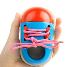 2세놀이 소근육발달 신발끈끼우기묶기 유치원놀잇감 두돌장난감, 1개