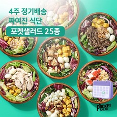 포켓샐러드 4주 샐러드 정기배송/ 짜여진 식단/ 매일 다른 샐러드로 다양하고 맛있는 식단 관리, 250g, 20개, 주 5팩 식단