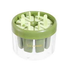 8格冰棒模具 附儲冰桶 附蓋 快速脫模 耐低溫-20°C 附贈冰棒棍, 綠色, 1個