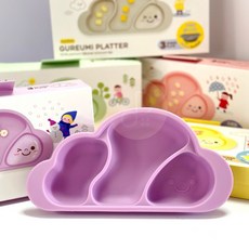 Mother's Corn 雲朵分格矽膠餐盤 五色可選 矽膠學習餐碗, 粉色-Pink, 1個