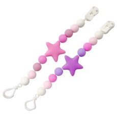 아가프라 실리콘 노리개홀더2개 /쪽쪽이 홀더/아기 분실방지 출산준비물, 핑크+퍼플, 1세트
