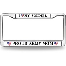 I Love My Soldier 도난 방지 번호판 프레임 자랑스러운 육군 엄마 미국 국기 생일 선물, 020-2026-3waiwai357