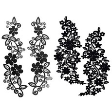 웨딩 레이스 모티브 패치 자수 레이스 아플리케 블랙 2 켤레 세트, 폴리 에스터, 1개