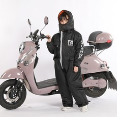 오토바이 방한복 우주복 일체형 점프수트 라이팅 배달 라이딩 대행 겨울 얼음낚시 등산, 03.블랙150(권장키145-155cm)