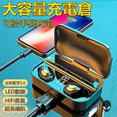 智能降噪IPX5防水9D立體聲LED電量顯示迷你無線耳機, 黑色, 3046黑