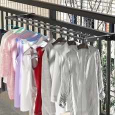 Shipshape 베란다 창틀 걸이형 건조대 60-110cm 길이 조절 가능 빨래건조대 베란다빨래건조대 수건건조대, 블랙-길이조절(60~110cm)