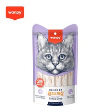 완피 크리미 퓨레 25p 짜먹는 고양이 간식 스틱, 1개, 350g, 참치 + 게살
