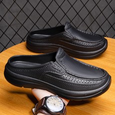 남성 미끄럼 방지 슬립온 샌들 뒤꿈치 없는 비치 슈즈 여름 가벼운 착용감 좋은 캐주얼 남자 샌들