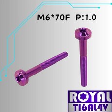ROYAL TIGALAV 鈦合金螺絲 M6*70F P:1.0 飛碟頭螺絲 64鈦 皇家紫, 1個